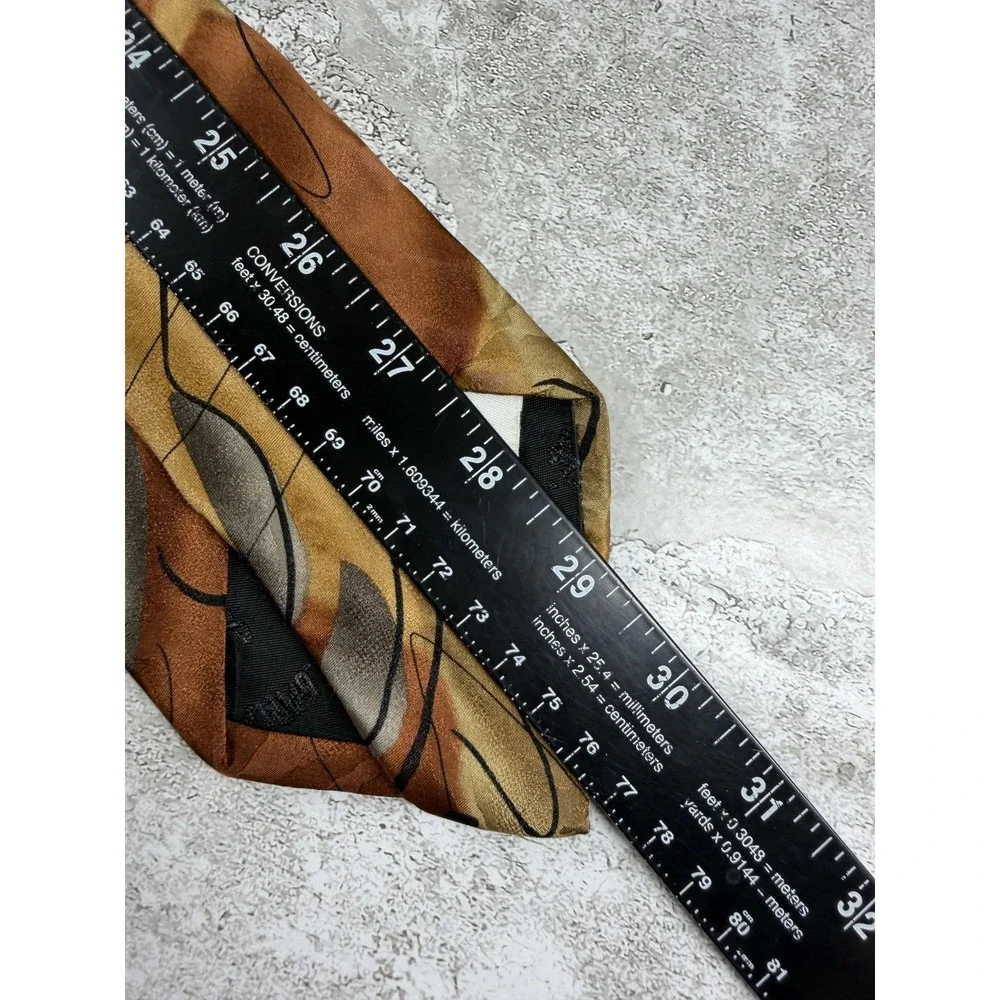 J. Garcia Tie Mens One Size Gold 100% Silk Pointed Geometric Jacquard Logo